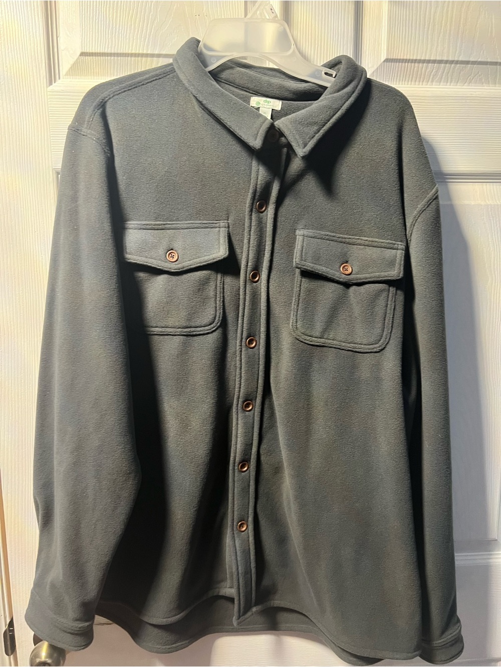 Dip cool weather Men's Charcoal Button-Front Fleece Shirt Jacket